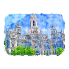 Madrid Spanien Akvarel Skitse Tegnet Maleri