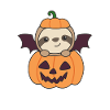 Sloth Halloween Pumpkin Bat Costume