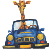 Giraffe in a convertible