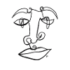 Line Art Face from a Line Portrait black