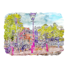 Amsterdam Pays-Bas Aquarelle Sketch Painting