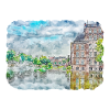 Binnenhof Pays-Bas Aquarelle Dessin