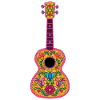 Ukulele Painted with Colourful Mexican Embroidery