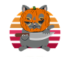 Halloween Cat Pumpkin Head