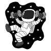 Astronaut with dumbbells in space