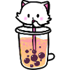 cute cat kawaii drinking bubble tea anime