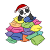 Panda and pillows