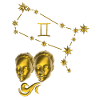Zodiac sign Gemini 3D, gold