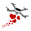 Flying drone with hearts