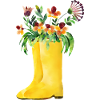 Gule gartner gummistøvler med farverige blomster