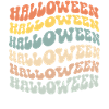 Grooviger Halloween-Text, buntes Retro