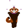 Panda roux déguisé en arlequin pour Halloween
