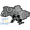 Soutenez l’Ukraine. Carte ukrainienne . Mandala