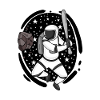 Astronaut with baseball bat in space