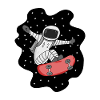 Astronaute avec skateboard dans l’espace