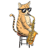 Cat Plays Saxophone Saxophonist Jazz