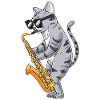 Cat joue saxophone saxophoniste jazz