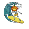 Surfing Skeleton Pumpkin