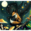 Fox in Starry Night