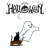 Ghost with cat Halloween