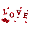 Love with big and small red hearts #