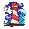 Phare avec mouette et vagues