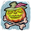 Skræmmende Halloween græskar monster ansigt hoved.