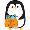 Penguin with halloween pumpkin