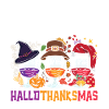 Hallothanksmas Wine Gasses Halloween Christmas