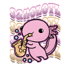 Saxolotl Axolotl joue du saxophone