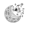 Astronaut Moon Crescent
