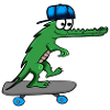 Crocodile with skateboard and cap