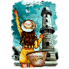 lighthouse Rostock illustration woman
