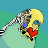 Budgie with love heart