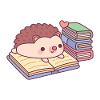 Cute Hedgehog Reading A Book