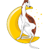 Greyhound resting on the moon