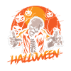 Halloween Zombie Orange Moon