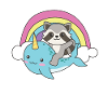 Narwhal Raccoon Ocean Unicorn kawaii Rainbow