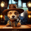 Dog with cowboy hat