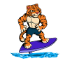 Tiger Surfer sur Hydrofoil Surfboard