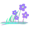 two flowers purple blue glitter