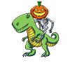 Skeleton Pumpkin Riding T Rex