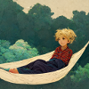 Boy in a hammock