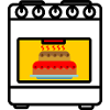 Oven with cake