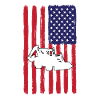 Backhoe loader USA flag