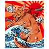 Catzilla Japanese sunset funny Japan