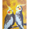 Cockatiel Couple Gustav Klimt Style