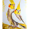 Cockatiel Couple Gustav Klimt Style