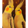 Cockatiel Couple Gustav Klimt Style