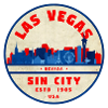 Sin City Skyline Retro Round Logo